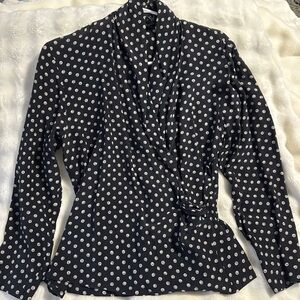 Silk Dark Navy Polka Dot Blouse
